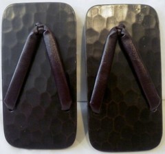 Vintage Japanese Traditional Geta Wooden Flip Flops Clogs Slippers Dark Brown