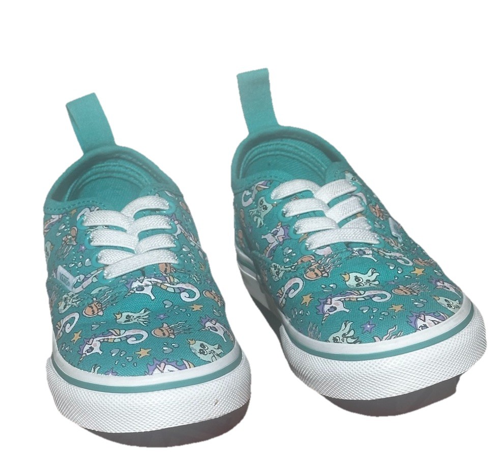VANS Authentic Elastic Lace Sea Party Spectra Green White Toddlers 9