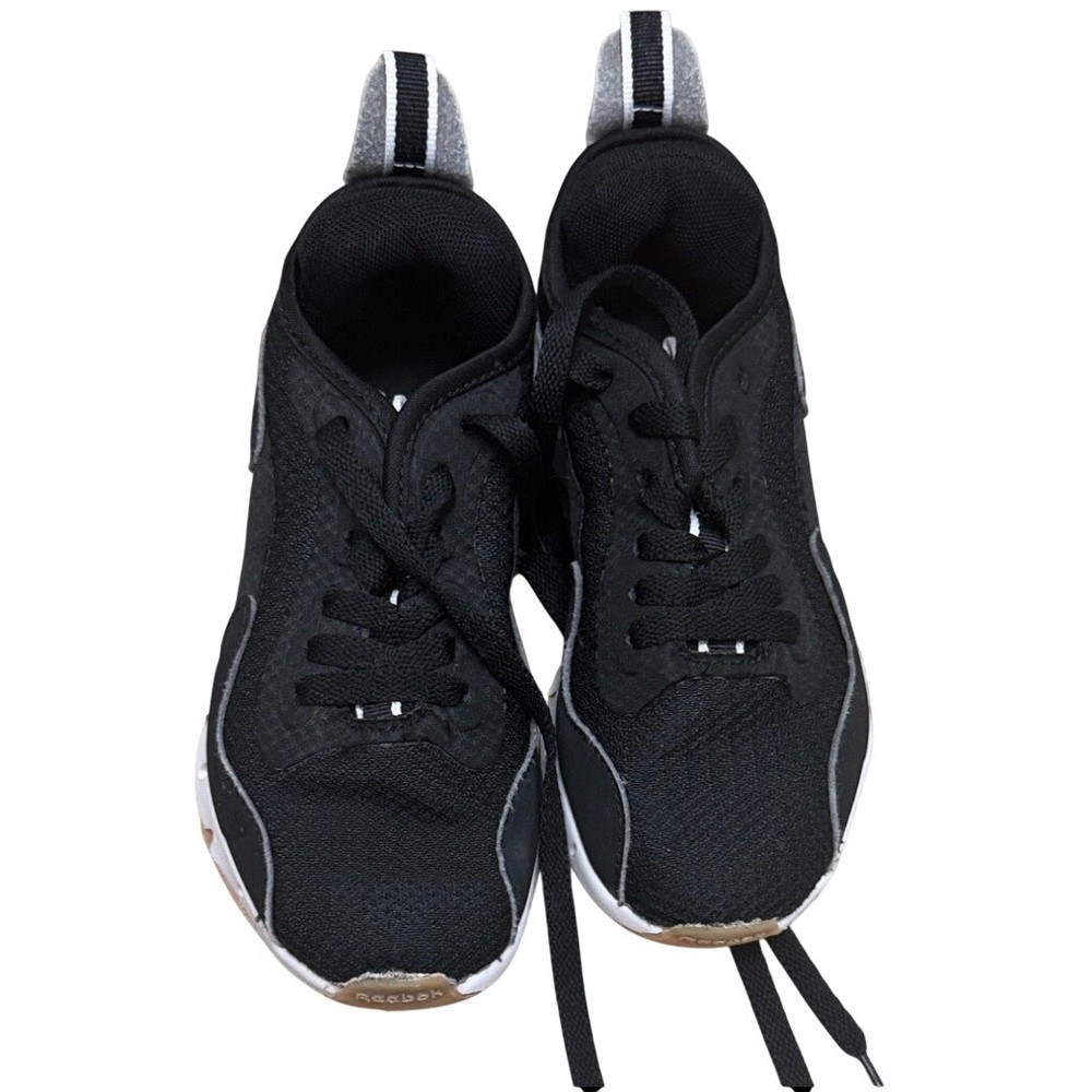 Reebok Zig Dynamica Kids Sneakers Black White Gum Sole Athletic Shoes