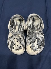 Crocs Classic Black/White Marbled Clog Shoes Unisex Child Sz 8