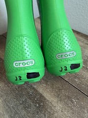 CROCS Kids‘ Handle It Rain Boots Size J-3 Green Waterproof EVA Reflective 12803