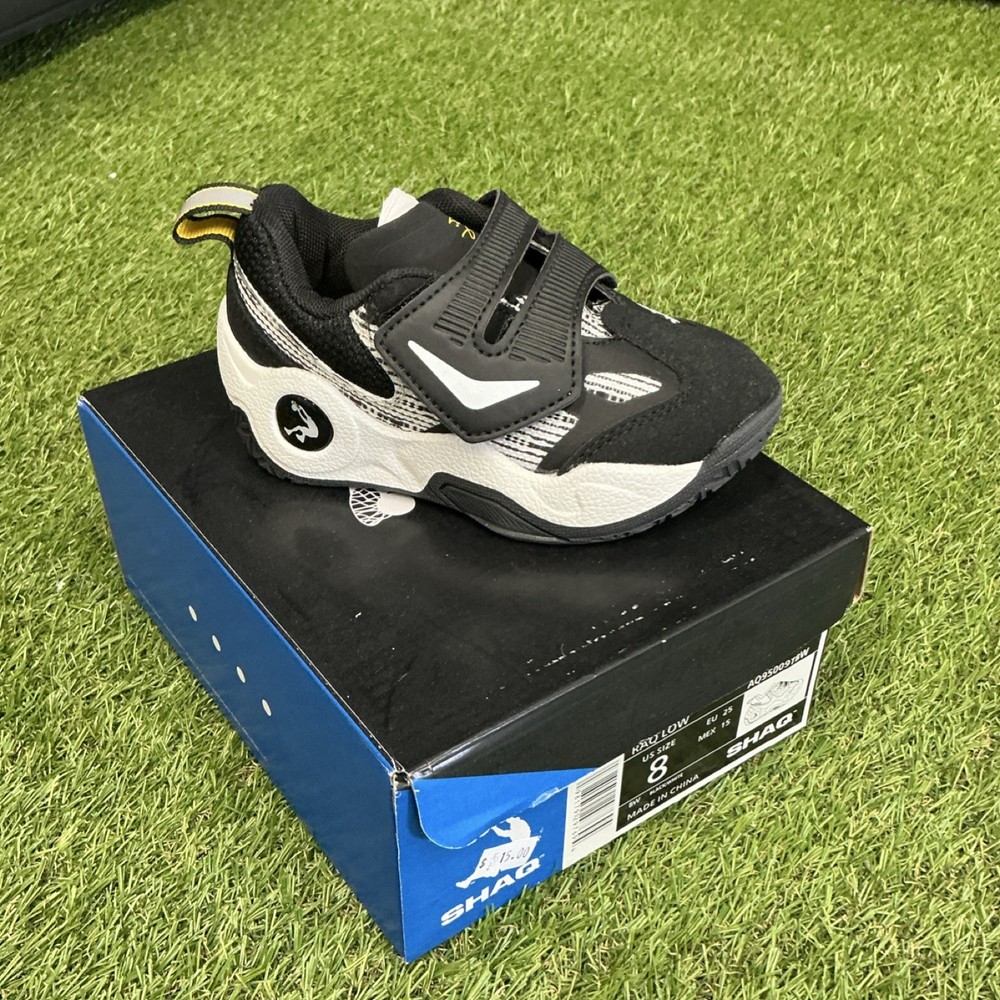 SHAQ RAQ LOW Black White Hook & Loop Unisex Kids Athletic Shoes US 8