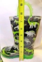 Dinosaur Light Up Rain Boots Kids Size 7 Lime Green Black Spike Handles LED