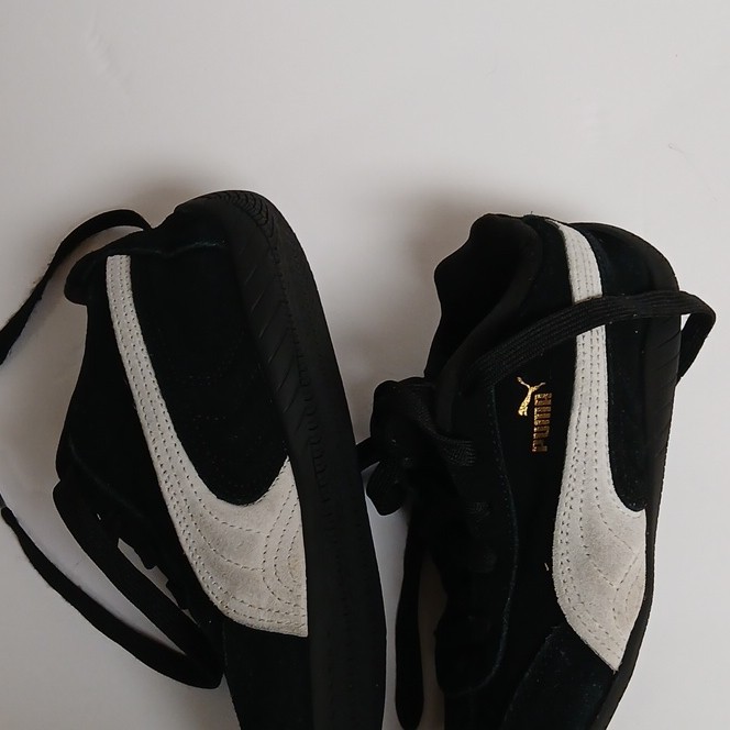 PUMA Black/White Low Top Lace-Up Athletic Sneakers, childrens, Rubber Outsole