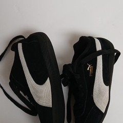 PUMA Black/White Low Top Lace-Up Athletic Sneakers, childrens, Rubber Outsole