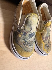 VANS Canvas Slip On Vincent Van Gogh Skull Toddler /kid Size 7