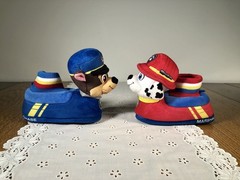 Light Up Nickelodeon Paw Patrol Chase + Marshall Childrens Slippers Sz 7, 8