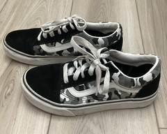 Vans Old Skool Camo Black Gray Canvas Suede Lace-Up Sneakers Youth Size 4.5