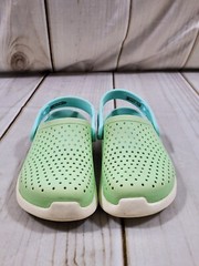 CROCS LITERIDE CLOGS CHILDREN 13C SHOES GREEN BLUE SLIP ON COMFORT WATERPROOF