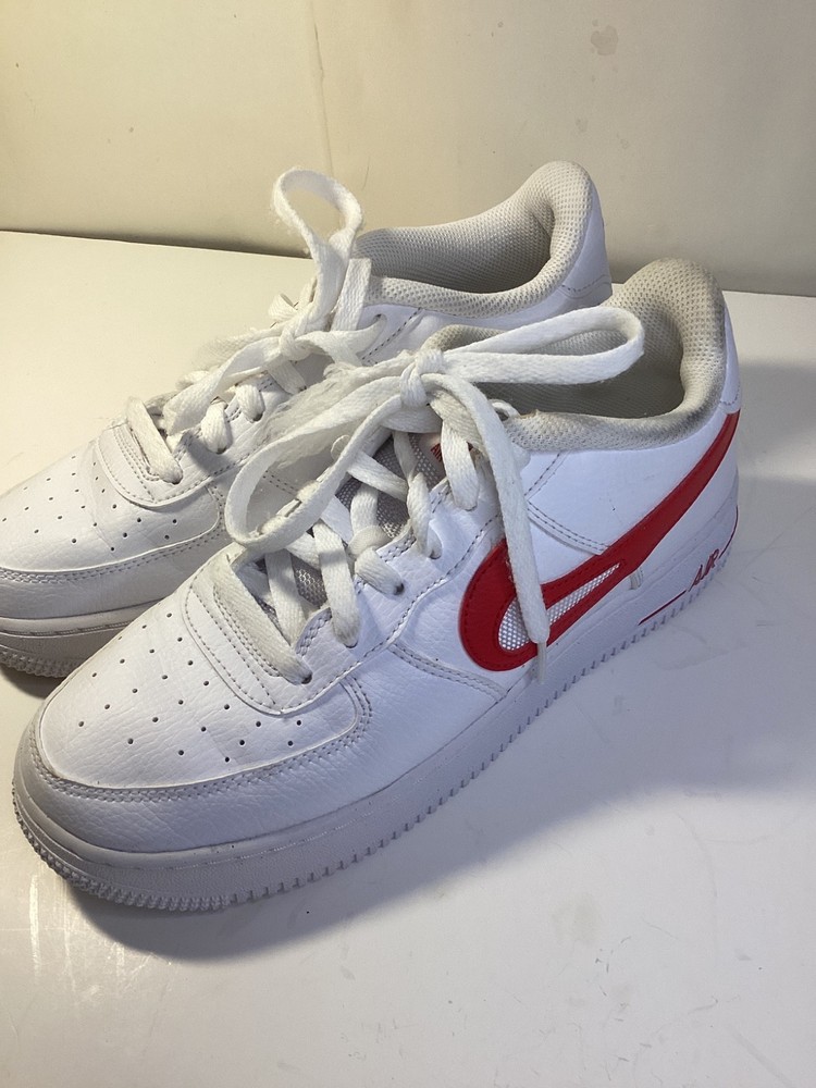 Nike Air Force 1 Low cut. Size 6.5 Youth Cut Out Swoosh, Red & White