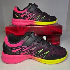 FILA Fantom 8 Strap Kids Shoes Black Pink Yellow Sneakers Size 2, NWB