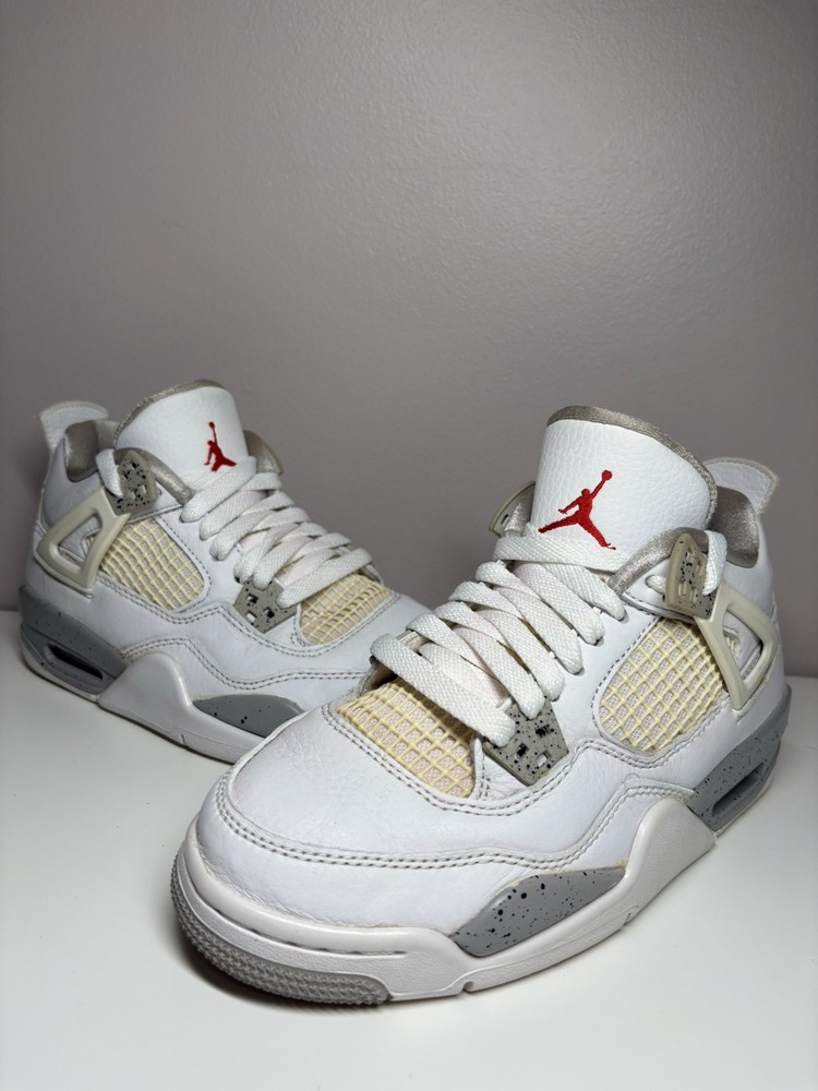 Nike Air Jordan 4 Retro GS White Oreo Gray Shoes Sneakers Size 4Y/5.5 Women’s