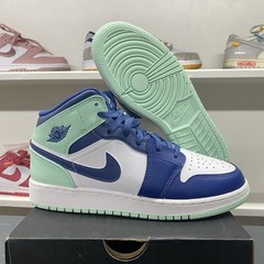 Nike Air Jordan 1 Mid Mystic Navy Mint 554725-413 Youth Size 7Y Womens 8.5