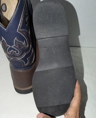 Magellan Cowboy Western Rodeo Boots Navy Blue/Brown Embroidery 5D Size