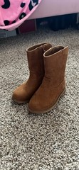Brown Faux Suede Mid-Calf Bootie Zip Closure Unisex Kids Flat Casual Boots