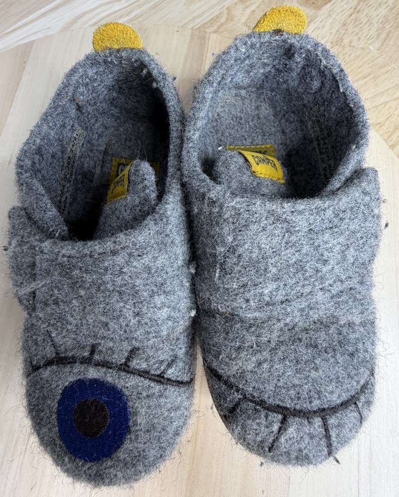 Camper Kids Wool Slippers Gray Size 26 Mules Slip On Shoes