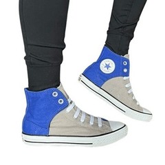 Converse Blue Grey Peel Back High Top Sneakers Shoe Juniors 6 Hip Hop Womens 7.5