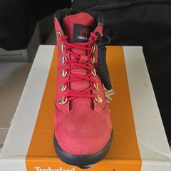 Timberland Field Boot Red Nubuck Lace-Up Ankle Boot Kids US 6 M EU 37