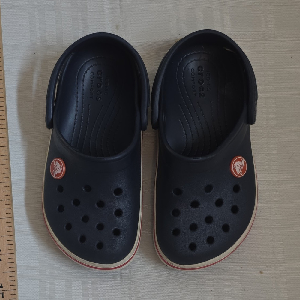 Crocs Crocband Kids Clogs Blue/Red/White Stripe US C10 Slip-On Strap