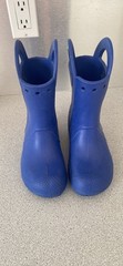 Crocs GUC Handle It Rain Boots Shoes Unisex Child Kids Size J1 Navy Blue Pull On
