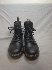Doc Martens Zavala J Leather Combat Boots Black Kids Size 3 Youth Boot Dr.