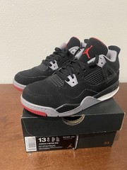 Jordan Air Jordan 4 Retro PS Kids Sneaker 13.5 Black/Red/Gray Leather