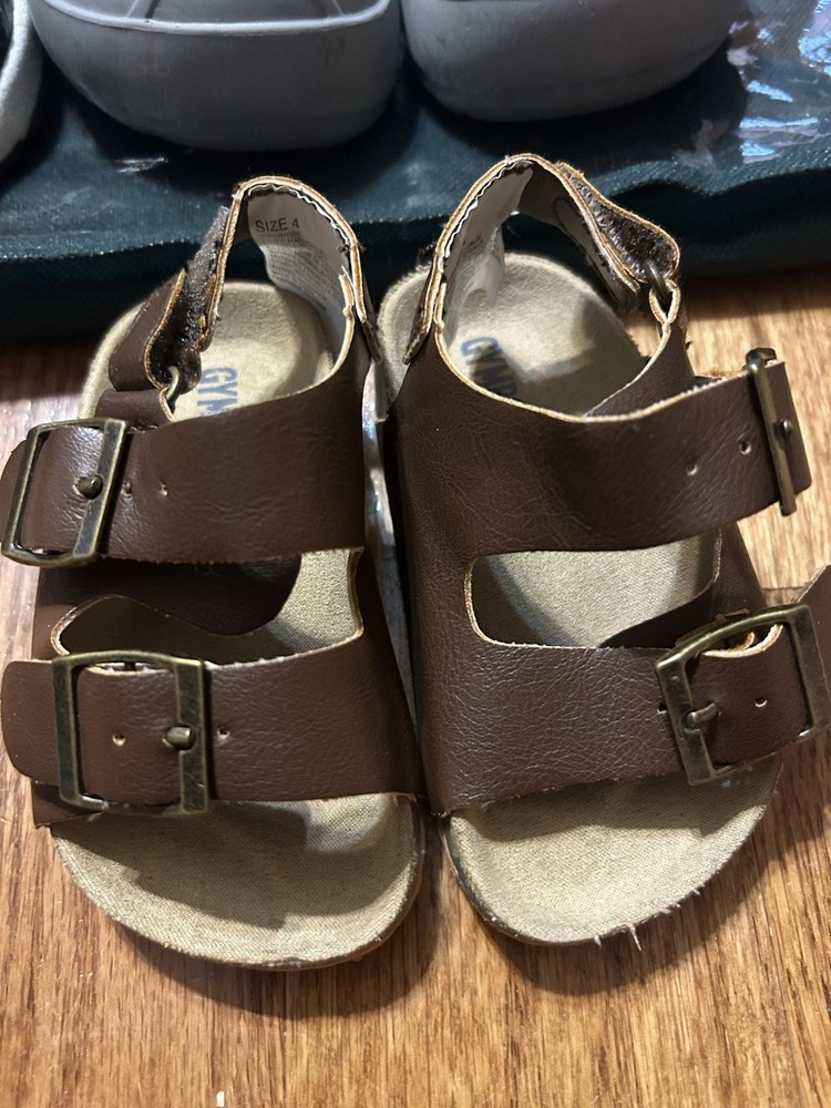 Gymboree Brown Strappy Double Buckle Sandals Unisex Kids Size 4 Synthetic