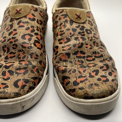 Twisted X Leopard Shoe Slip On Kicks Youth SIZE 2M Brown Corkscrew YCA0002