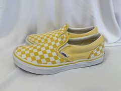Vans Classic Checkerboard Slip-On Canvas Comfort Sneakers Kids 6 Yellow White