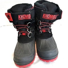Khombu Hickory Kids Black Red Leather Faux Fur Lined Snow Boots Size 11M 801461