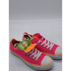 Converse Chuck Taylor All Star Neon Pink Double Tongue Low Top Shoes Kids Size 5