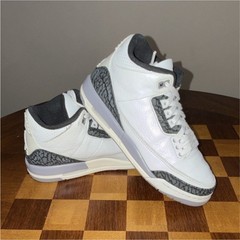 Jordan Air Jordan 3 Retro GS White Grey Red Elephant Print Sneaker Kids 7Y