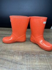 Hunter Children’s Classic Rain Boots, Orange/Red Glitter, Kids 10 US