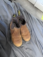 Dr Martens Leonore J Brown Leather Fur Laced Side Zip Kids Ankle Boots Size 2
