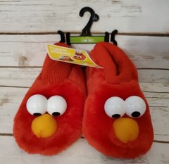 Sesame Street Elmo Boys/ Girls Sock Top Slippers, Red, Size L 9/10