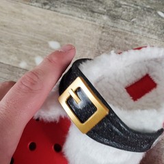 Crocs Classic Lined Santa Clogs Sz J2 2 Sandals Christmas Holiday Slip On Fuzzy