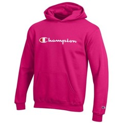 Champion Classic Script Logo Youth (Knockout Pink) Powerblend Pullover Hoodie