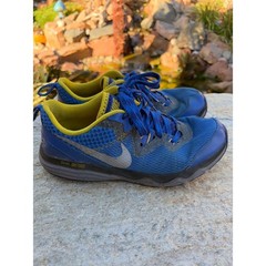 Nike Dual Fusion Trail Blue Yellow Kids Running Shoes 777340-400 Size 7Y