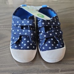 Cat & Jack Navy Polka Dot Canvas Sneakers Kids Size 10 Hook & Loop