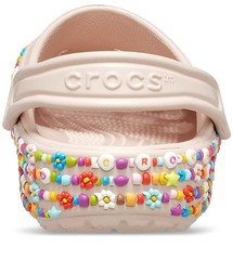 Crocs Kid’s Beaded Band Clog – Multicolor Beads + Daisy Flower Charms – Size J5