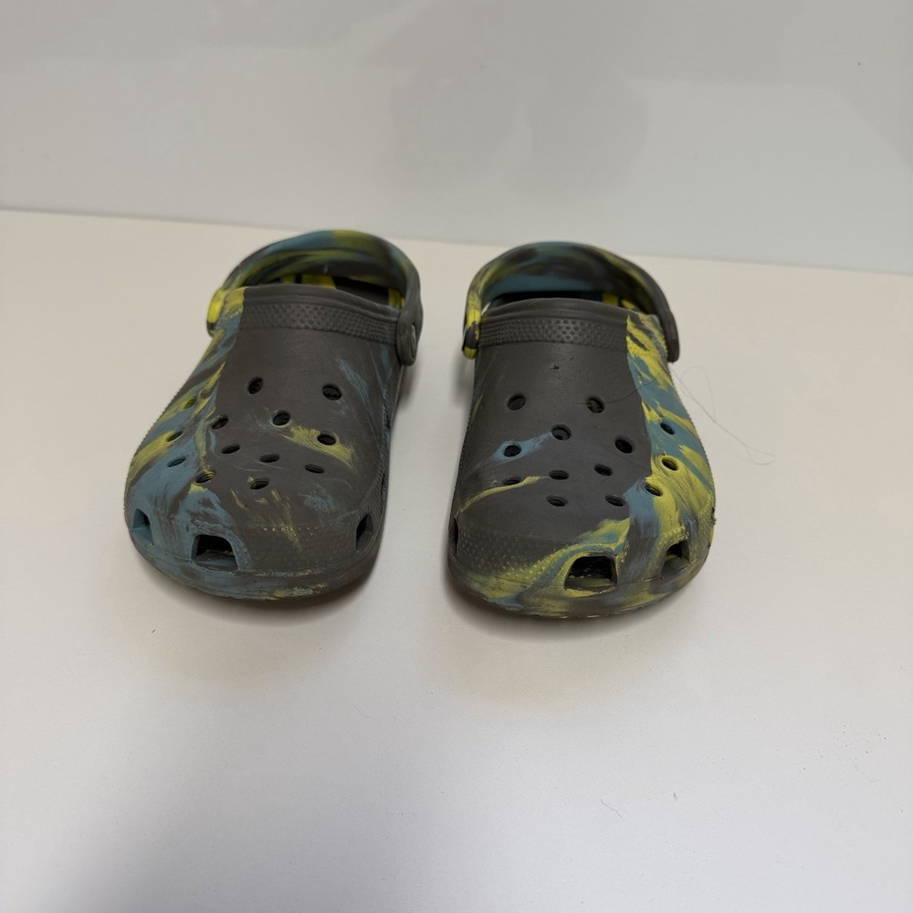 CROCS Gray, Blue and Yellow Size 5