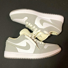 Jordan Air Jordan 1 Low Gray/White Youth 5Y Leather Sneakers DC0774-105