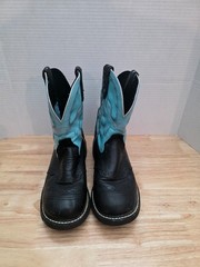 Justin Gypsy Kids Cowboy Boots Black Blue Leather Size 8B Youth