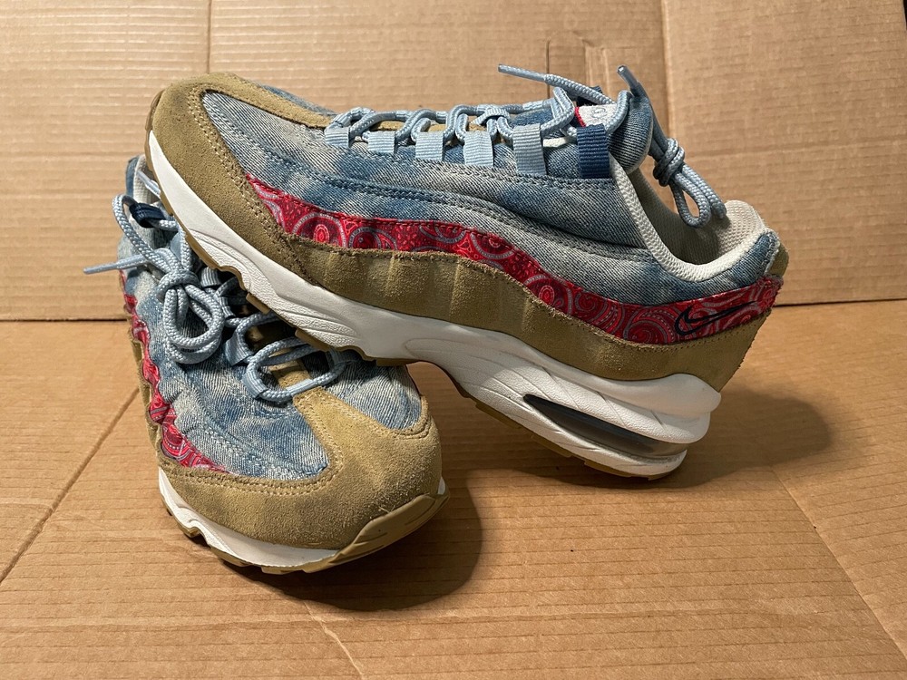 GS Nike Air Max 95 Parachute Beige / Denim Sz 7Y Wild West BV6375-200 Womens 8.5