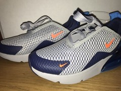 Nike Air Max 270 (PS) Size11.5c Kids NO BOX Gray/Volt Blue/Orange AO2372-015 👀