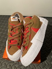 Nike Sacai Blazer Low British Tan Brown White Red New DD1877-200 Kids Size 3.5