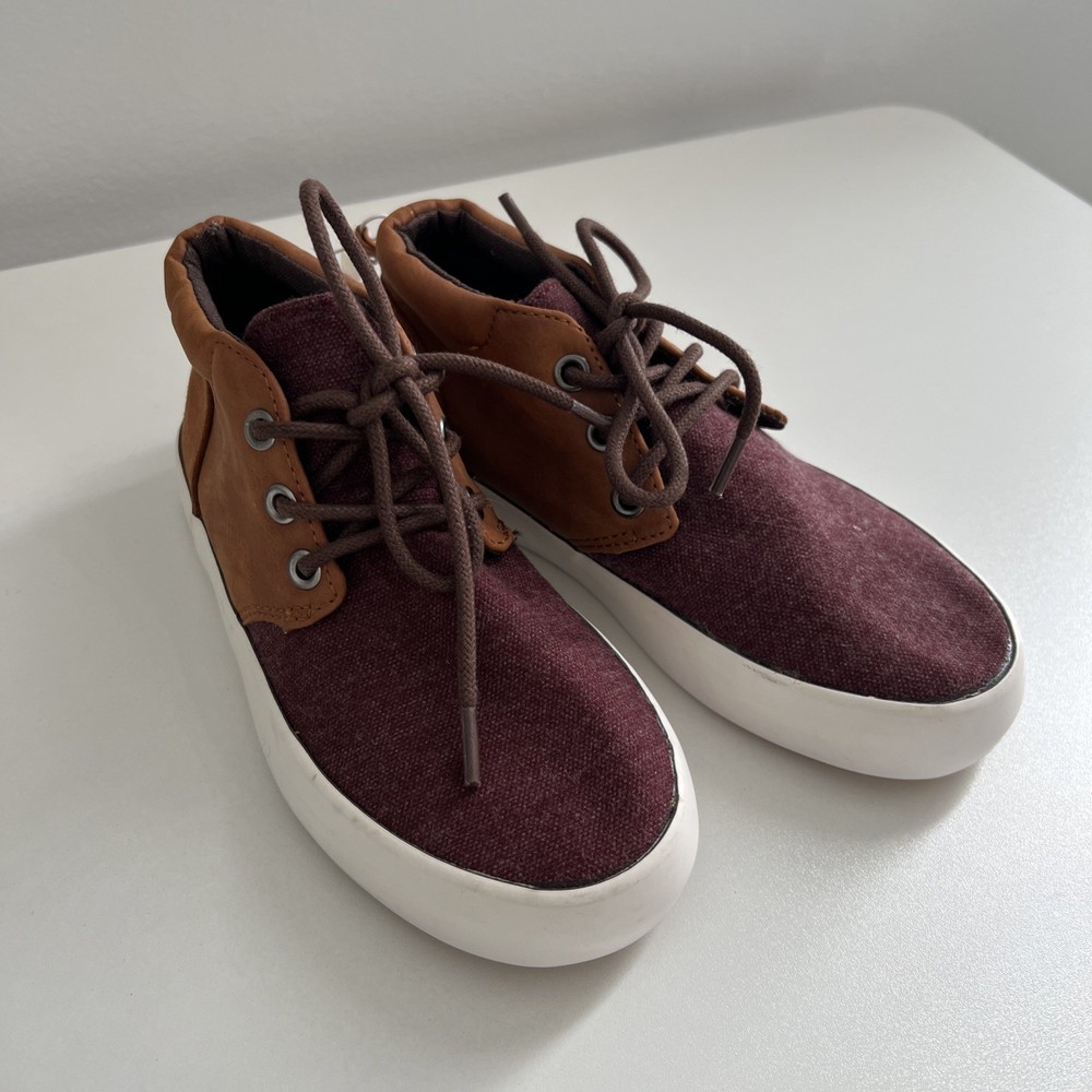 OLD NAVY DESERT ANKLE BOOT TWO TONE SHOES SIZE 12 MID TOP BROWN & BURGUNDY