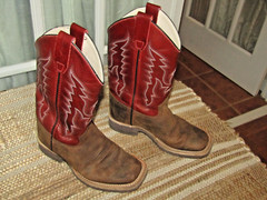 Cody James Burgundy Leather Pull On Square Toe Western Boots Youth sz 3.5