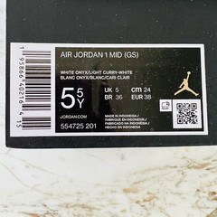 NIKE Air Jordan 1 Mid White Onyx/White/Cardinal Red/Light Curry – M 5.5 Y (7 W)