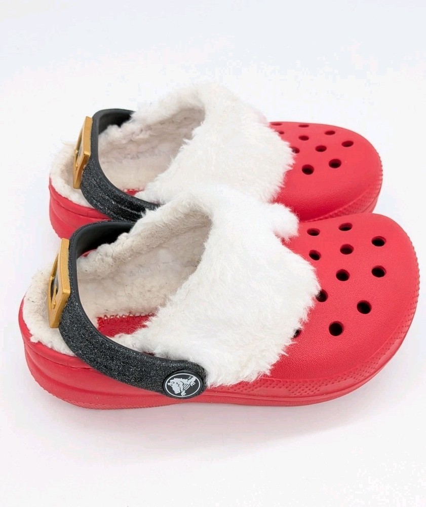 Crocs Little Santa Classic Lined Clog Child Size C8 Red Christmas Santa Belt